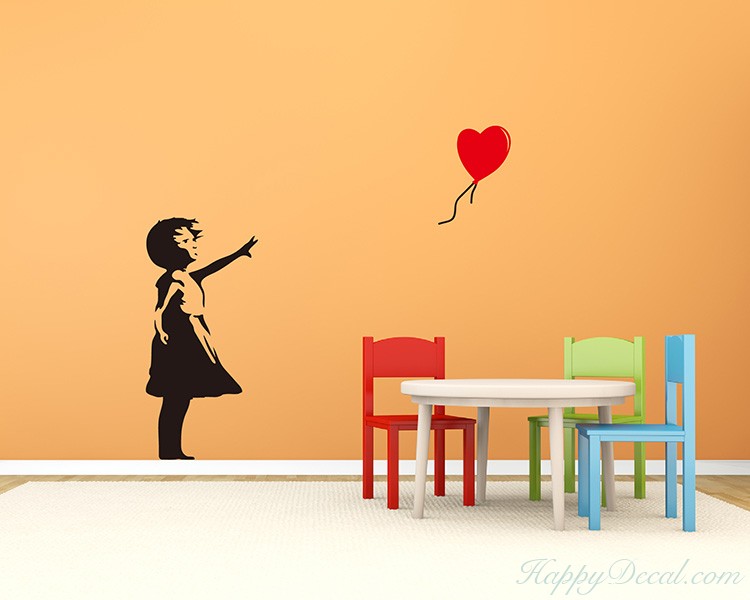 Banksy Girl Balloon Vinyl Decals Silhouette Wall Art Sticker